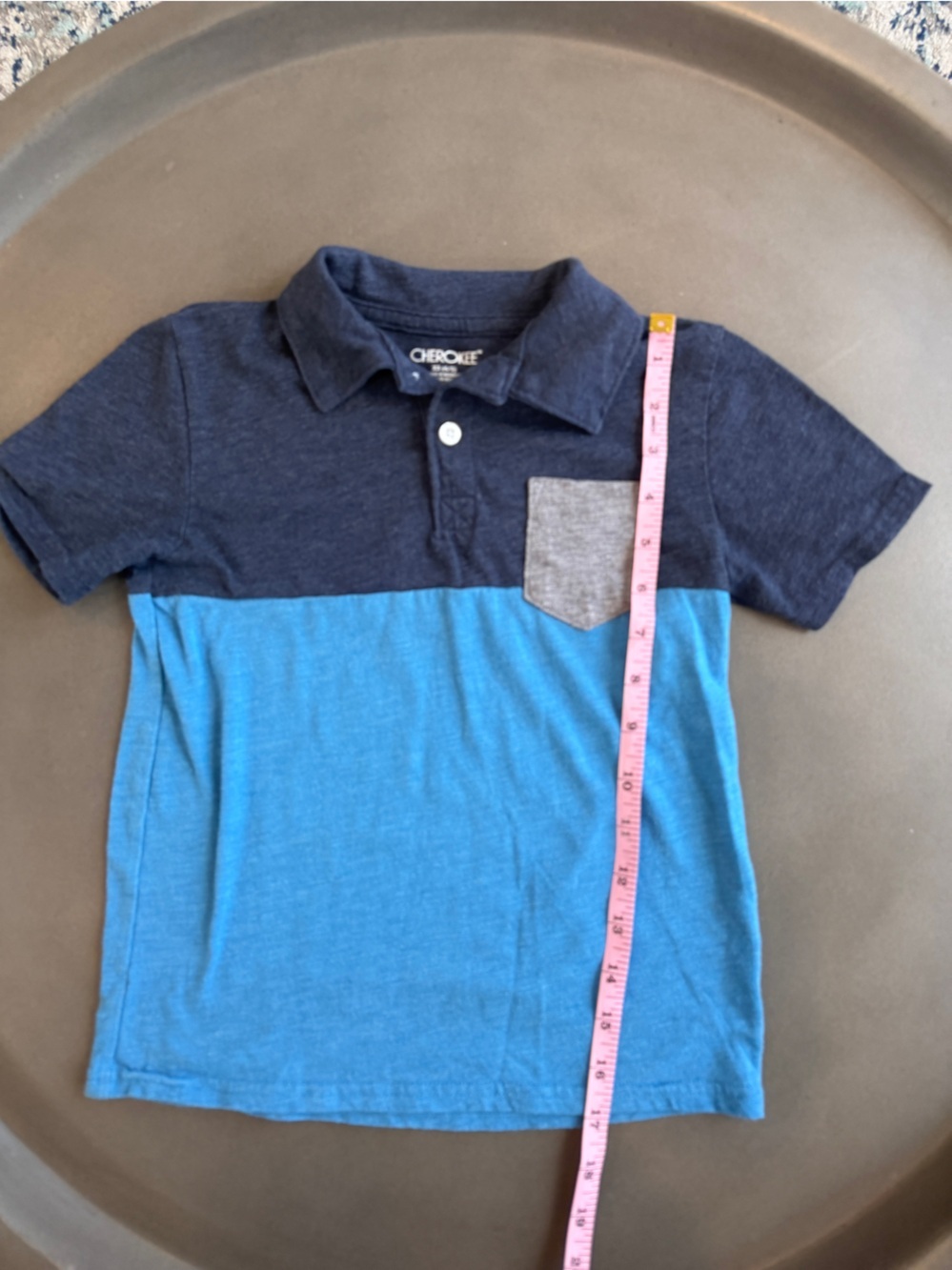 Cherokee Colorblock Polo Shirt - Navy, Sky Blue & Gray Pocket XS - Picture 4 of 5